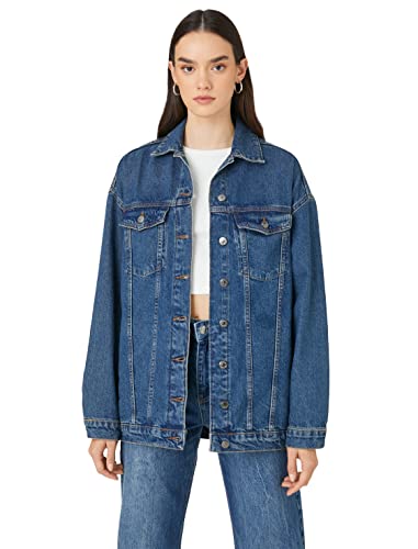 Koton Damska kurtka dżinsowa z długim rękawem i kieszeniami, Light Indigo (LGT), 40