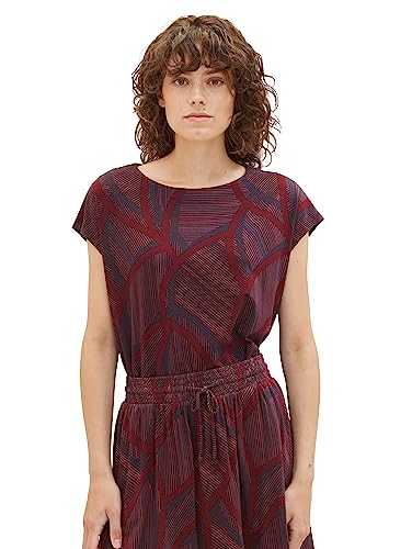 T-shirt damski TOM TAILOR ze wzorem, 32363-Granatowe abstrakcyjne linie, XXL