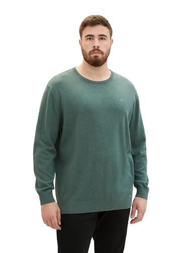 TOM TAILOR Sweter męski plus size, 32619 – zielony (Green Dust Melange), 3XL Duże Rozmiary