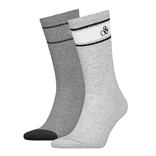 Scotch & Soda Męskie skarpety sportowe w paski, 2 sztuki, szary melanż, 39 EU