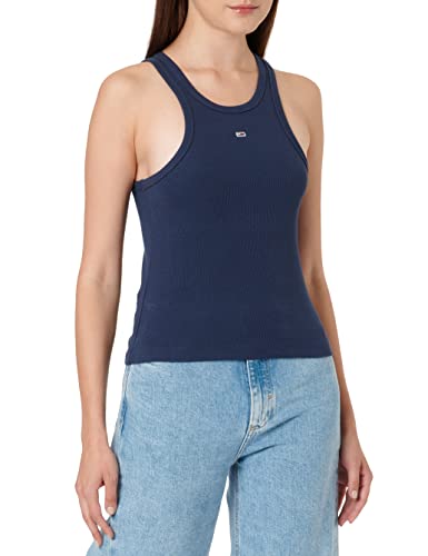 Tommy Hilfiger Damski top z dzianiny Tjw kobiecy żebrowany inny top z dzianiny, granatowy, S, Ciemna granatowa, S