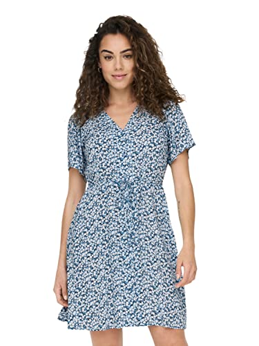 ONLY Damska sukienka ONLEVIDA S/S Short Dress WVN NOOS, Provincial Blue/AOP:Sadie Flower, M, Provincial Blue/Aop:sadie Flower, M
