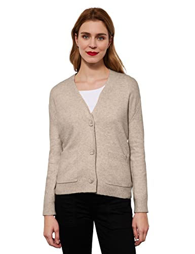 Street One Damski A253472 Kardigan, Cream Mocca Melange, 44, kremowy mocca melanż, 44