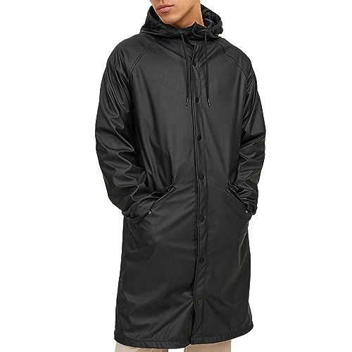 Bestseller A/S Męska kurtka przeciwdeszczowa JJEURBAN RAIN Coat NOOS, czarna, S, czarny