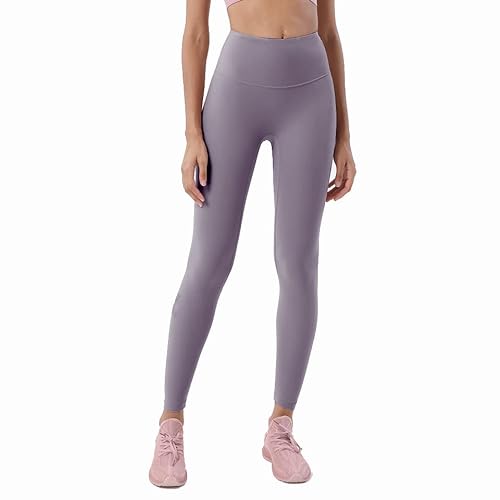 Spodnie sportowe damskie z wysokim stanem Elastyczne Legginsy Fitness Miękkie Joga Jednolity Kolor Frezja XL, 14 Frezja, XL