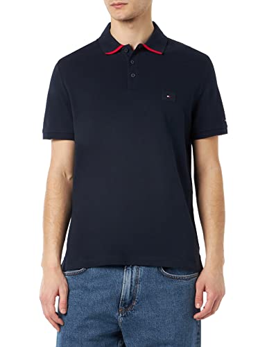 Tommy Hilfiger Męska koszulka polo pod kołnierzem S/S, Pustynne niebo, XL