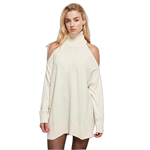 Urban Classics Damska bluza damska Cold Shoulder Turtelneck Sweater, Whitesand, XL