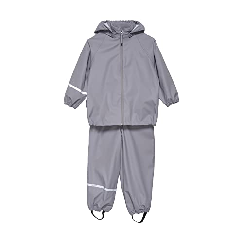 Celavi Unisex Kids Basic Rainwear Set-Recycle PU Rain Jacket, Gull, 140, Gull, 140