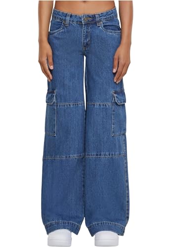 Urban Classics Damskie spodnie damskie z niskim stanem, cargo denim mid Indigo Washed 32, Mid Indigo Washed, 32