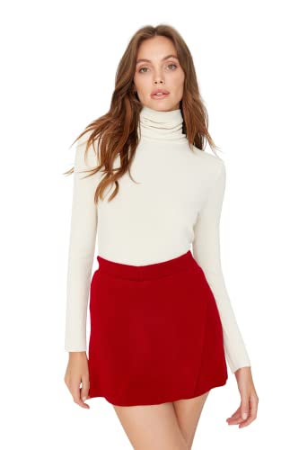 Trendyol Damska spódnica z dzianiny mini bodycon, bodycon, bodycon, Czerwony, L