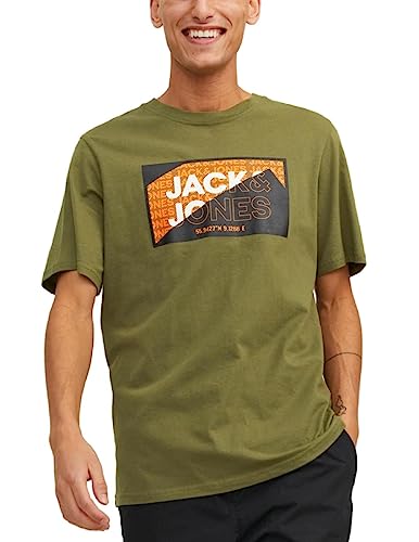 JACK & JONES Męski T-shirt Crew Neck, Olive Branch, XL