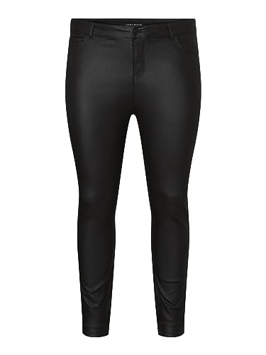 VERO MODA Spodnie damskie VMEVEN NW SS Smooth Coated PNT CUR NOOS, Czarny/szczegóły: powlekany, 54W / 32L
