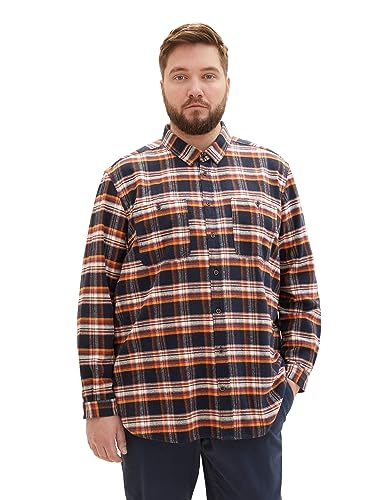 TOM TAILOR Męska koszula w kratę Comfort Fit z naszytymi kieszeniami na piersi, 32274-Navy Colorful Check, 4XL