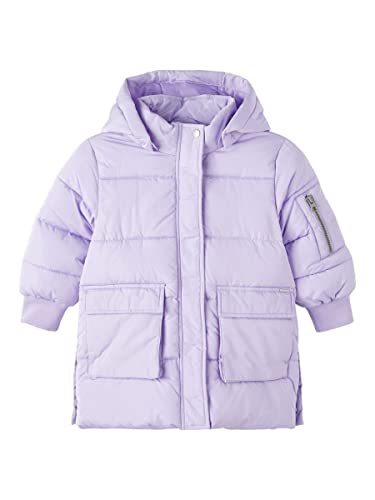 NAME IT Girl's NMFMUSO Long Puffer Jacket Camp kurtka, Lavender, 98, lawendowy, 98 cm
