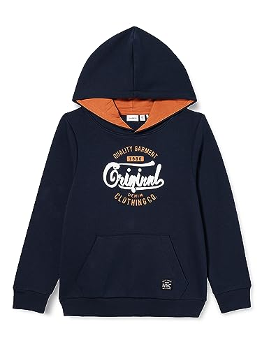 NAME IT Bluza chłopięca Nkmleco Ls Sweat Wh Bru Noos, Dark Sapphire, 134-140