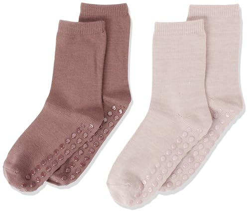 Bestseller A/S Skarpety NMFWAK Wool dla dziewcząt, 2 sztuki, W/Non Skid XXIII, sphinx/opakowanie: 2 szt. Sphinx + Peppercorn, 19/21, Sphinx/Pack:2P Sphinx + Peppercorn