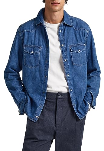 Pepe Jeans Męska koszula Carson, Niebieski (denim-hs8), S