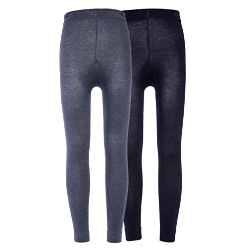 Ewers Legginsy dziecięce, jednokolorowe, dwupak, legginsy z bawełny, dla dziewcząt, wyprodukowane w Europie, niebieski/ciemnoniebieski., 110/116 cm