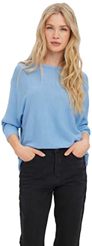VERO MODA Damski sweter VMNORA 3/4 Boatneck Noos, pulower, Blue Bell/szczegóły: melanż, S
