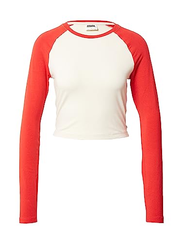Urban Classics Damski Organic Cropped Retro Baseball Longsleeve Damska koszulka z długim rękawem biała/czarna, Whitesand/Hugered, 5XL