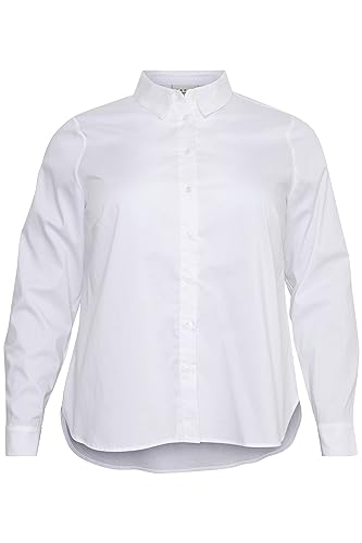 Kaffe Curve Plus Size Damska koszula Button Up Regular Fit Długie rękawy, Optyczny biały