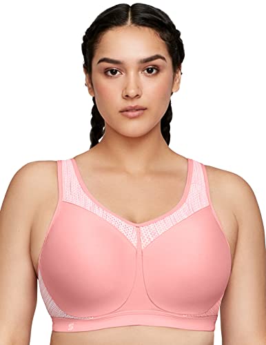 Glamorise Damski biustonosz sportowy Hi-Impact z fiszbinami #9066, Różowy, rumiany nadruk, 75D
