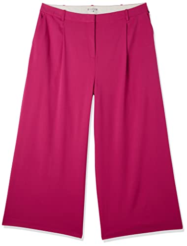 Tommy Hilfiger Damskie spodnie CRV CLRD plisowane szerokie nogawki, wełniane, mimośrodowe magenta, 54, Magenta mimośrodowa