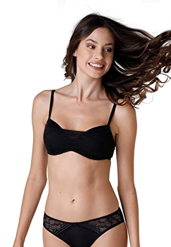 lovable italy soc. Unipersonale Damski współczesny koronkowy wyściełany biustonosz bez fiszbinów, czarny, S, Czarny, S