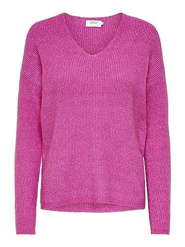 ONLY Damski sweter ONLCAMILLA z dekoltem w serek L/S KNT NOOS Pulower, Strawberry Moon/szczegóły: melanż, L