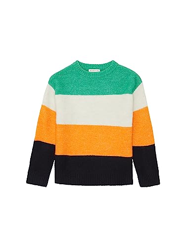 TOM TAILOR Chłopięcy sweter z dzianiny w paski, 32594-pomarańczowy wielokolorowy pasek z dzianiny, 92-98