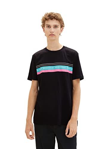 TOM TAILOR Denim Koszulka męska 1036462, 2999, czarna, M, 2999 - Black, M