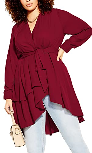 CITY CHIC Damska koszula plus size Shibara, rubinowy, 42-Du?e rozmiary