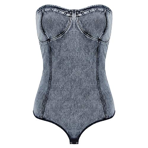 FREDDY Sleevless Leotard Gorset damski, Dżinsy słowiańsko-cuciture Blu, L