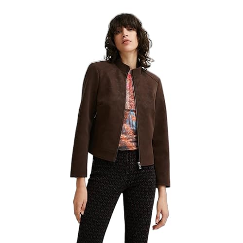 Desigual 22WWEW62 Damski płaszcz PU, Brązowy, XS
