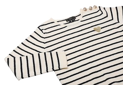 faina Damski sweter z dzianiny w paski z ukośnym guzikiem na ramionach WOLLBIAŁY rozmiar XS/S, biały (wollweiss), XL