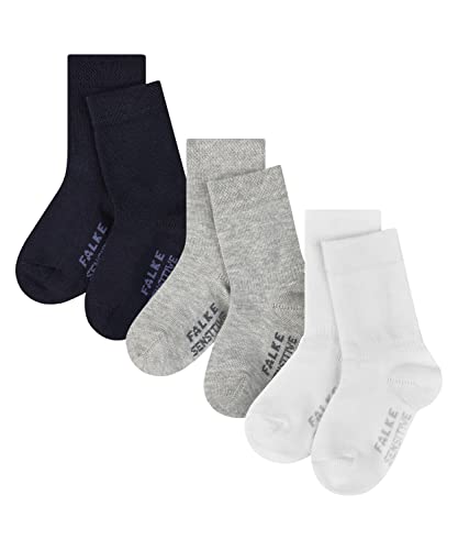 FALKE Uniseks - niemowlęta Skarpety Sensitive 3-Pack B SO Zrównoważona Bawełna bezuciskowe 3 Pak, Wielokolorowy (Sortiment 0010), 62-68 (1-6 miesiące)