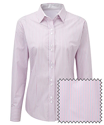 Alexandra STC-NF197P8-26 damska koszula w paski z długim rękawem, 65% poliester / 35% bawełna, rozmiar 26, różowy/niebieski