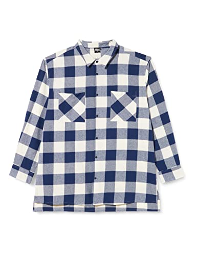 Urban Classics Koszula męska, długa, oversize w kratkę, Ciemnoniebieski/kremowy, S