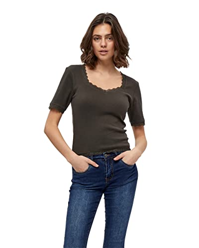 Desires Damski top Dareen GOTS z koronkowym wykończeniem, Beluga Green, XL