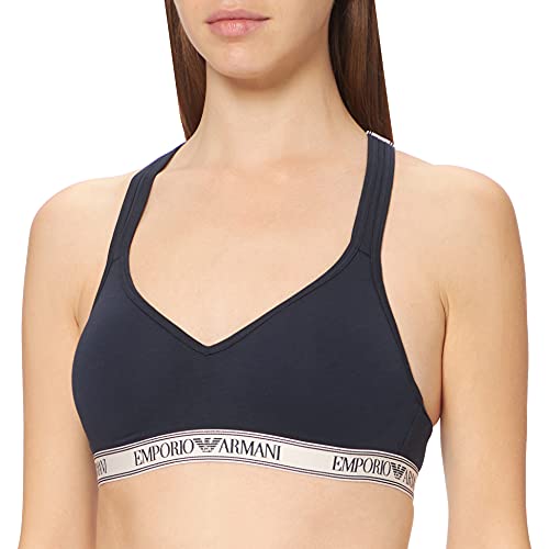 Emporio Armani Bielizna damska, biustonosz kultowy z logo, wyściełany biustonosz, granatowy, XS, morski, XS