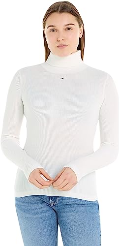 Tommy Jeans Damska bluza z golfem Tjw Essential, Starożytna biel, S