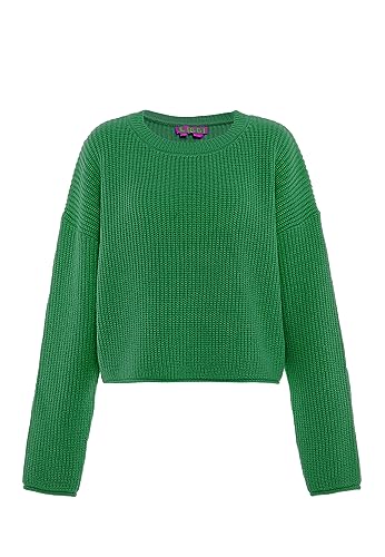 Libbi Damski sweter z okrągłym dekoltem, luźny sweter akrylowy zielony rozmiar M/L, zielony, M