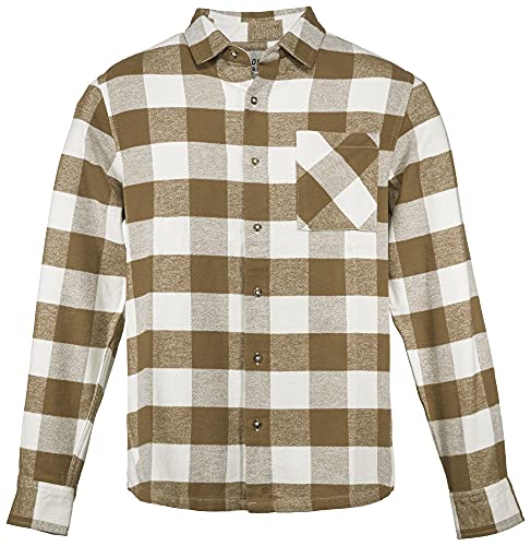 Dolomite Męska koszula biznesowa Camisa MS Flanell Check Latte Beige/Oak Brown, XL, Latte beżowy/brązowy, XL