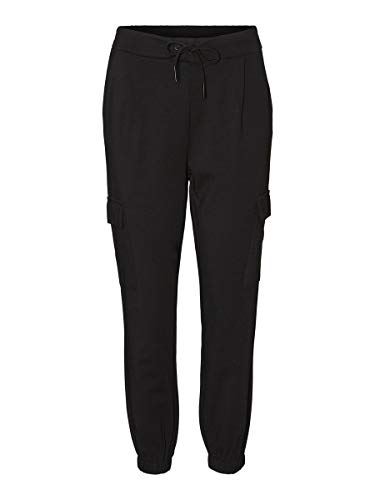 VERO MODA Damskie spodnie VMEVA MR Cargo Elastic Detail Pant NOOS, czarne, M/30, Schwarz, (M) W / 30L