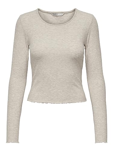 ONLEMMA L/S O-Neck Short Top JRS, Pumice Stone/szczegóły: melanż, M