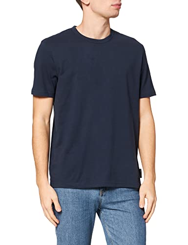 Marc O'Polo Męski T-shirt z okrągłym dekoltem, wygodna górna część z bawełny organicznej, klasyczna koszulka z krótkim rękawem, niebieski, S