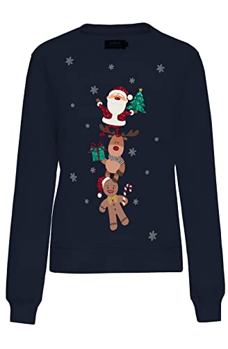 ONLY Damska bluza Onlyda Xmas L/S O-Neck SWT, Night Sky/Print:Friends, XS