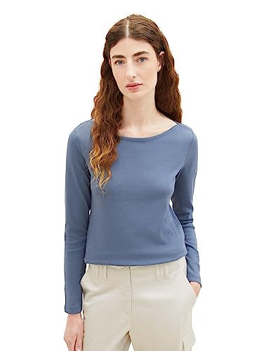 TOM TAILOR Damska koszulka z długim rękawem, 10904-Stormy Sea Blue, 3XL