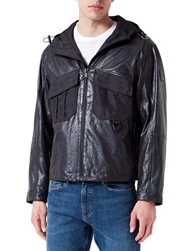 BOSS Męska kurtka skórzana Jorib, Dark Blue404, 50