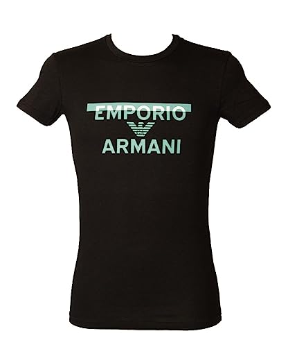Emporio Armani Męski t-shirt męski z okrągłym dekoltem Megalogo, czarny, S